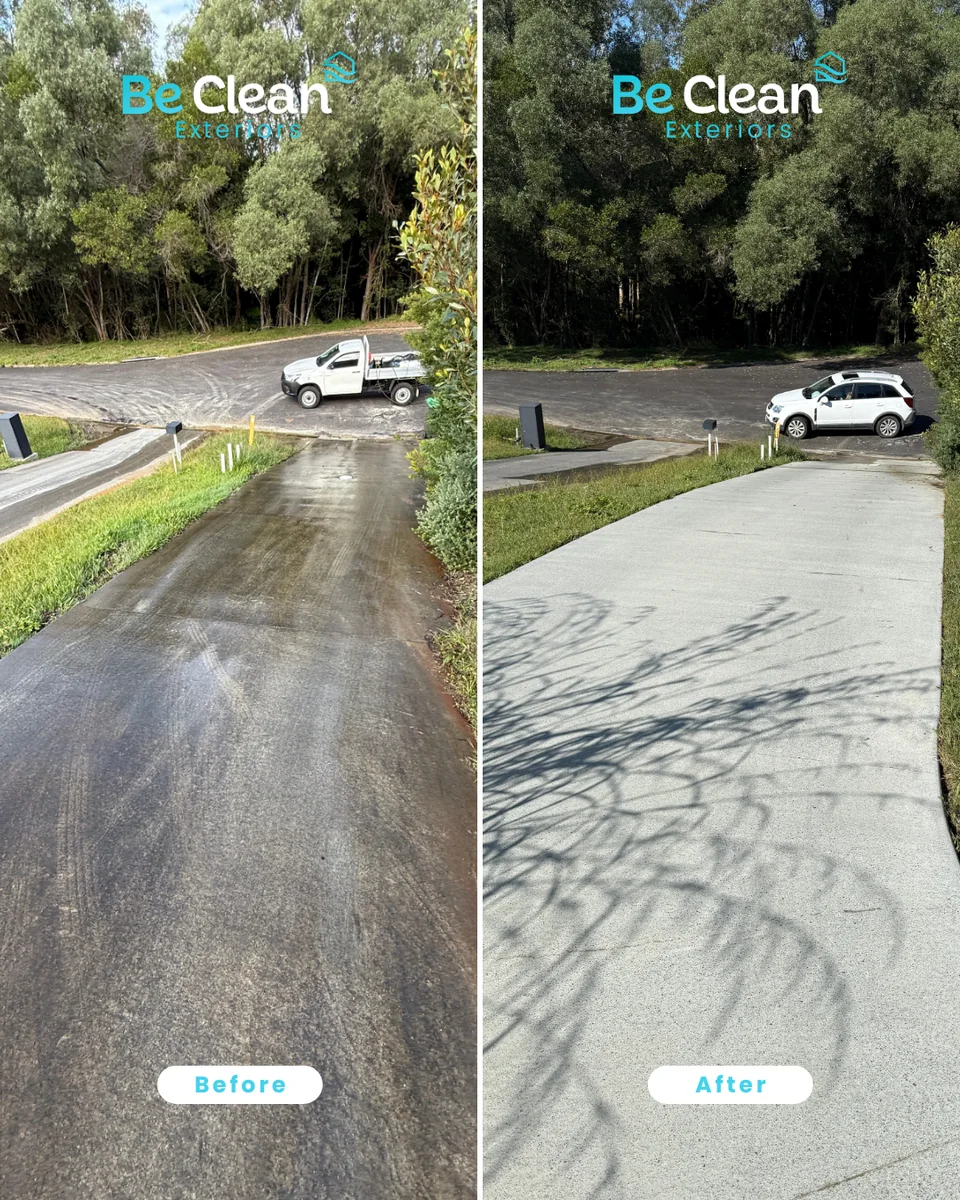 Maclean driveway pressure cleaning before and after by Be Clean Exteriors