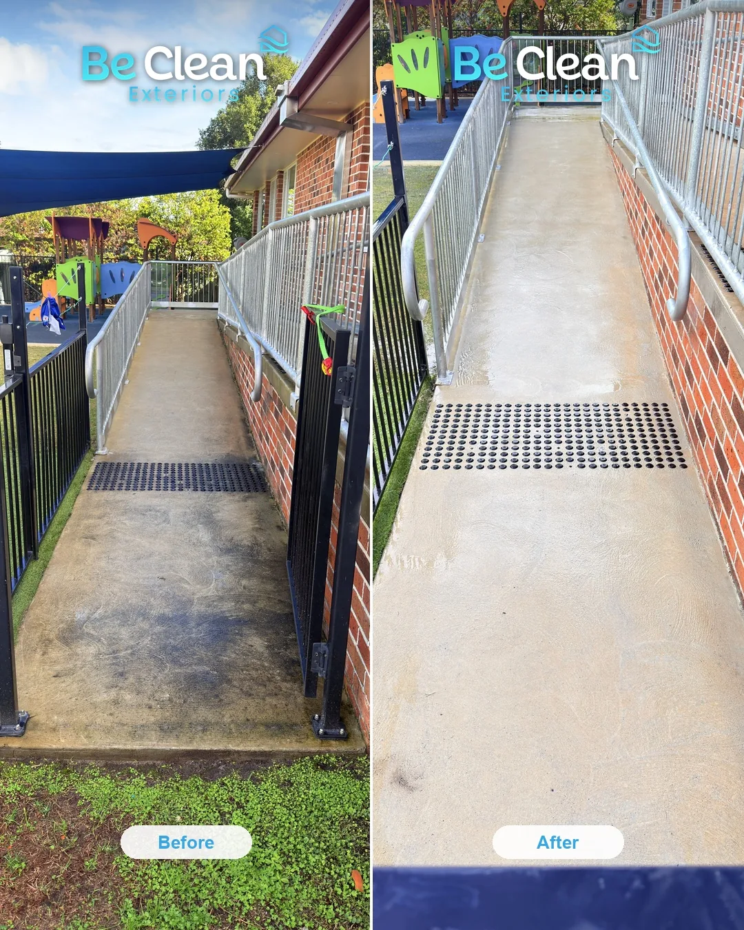 Townsend access ramp pressure cleaning before and after by Be Clean Exteriors
