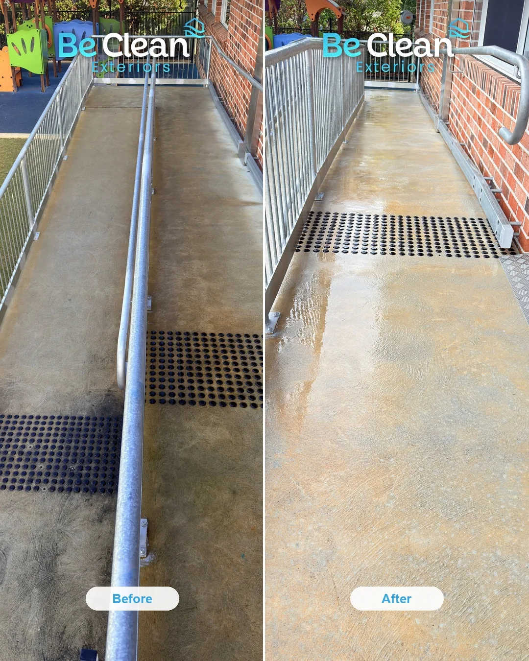 Upper ramp section before and after by Be Clean Exteriors