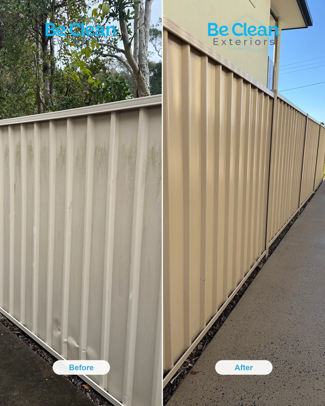 Boundary fence clean before and after by Be Clean Exteriors