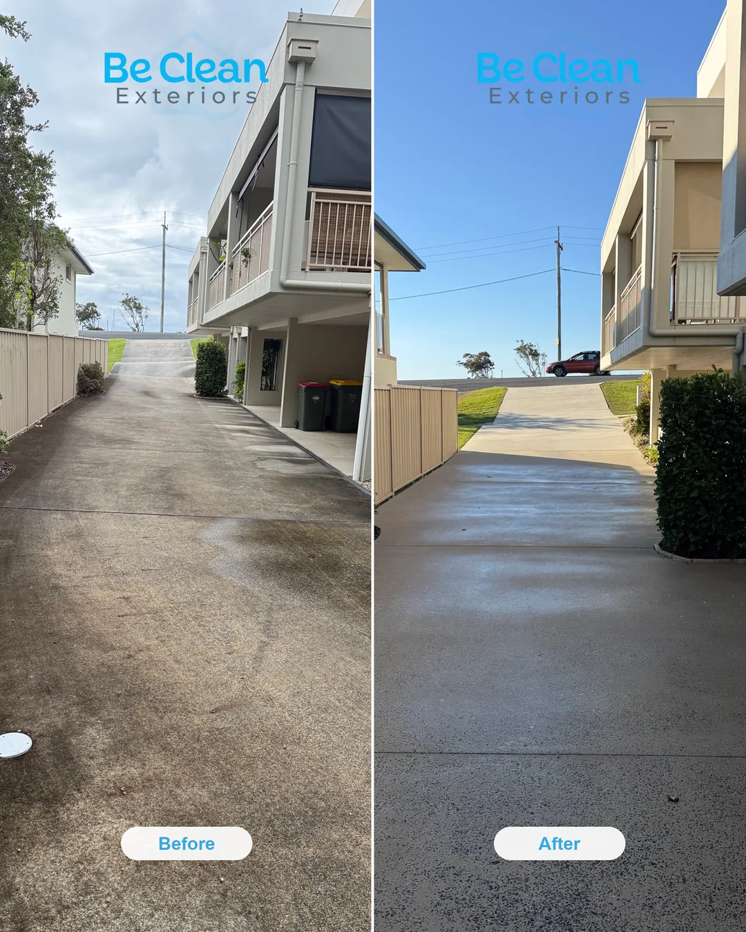 Yamba strata driveway before and after by Be Clean Exteriors