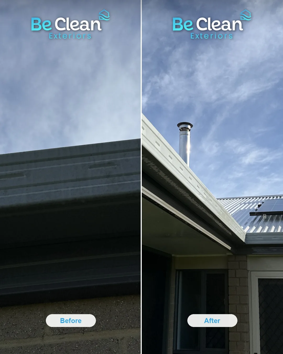 Gutter line brought back before and after by Be Clean Exteriors