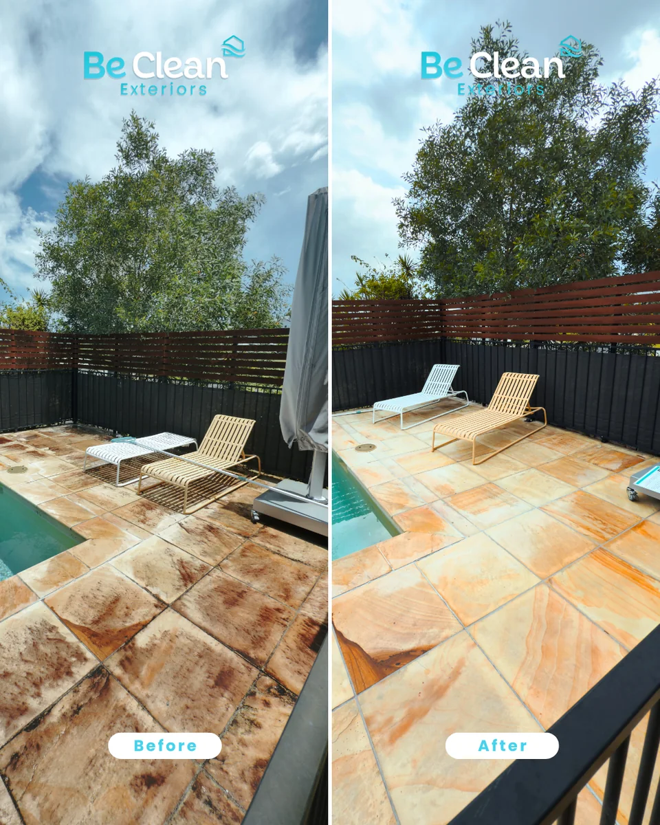 Maclean sandstone softwash comparison by Be Clean Exteriors