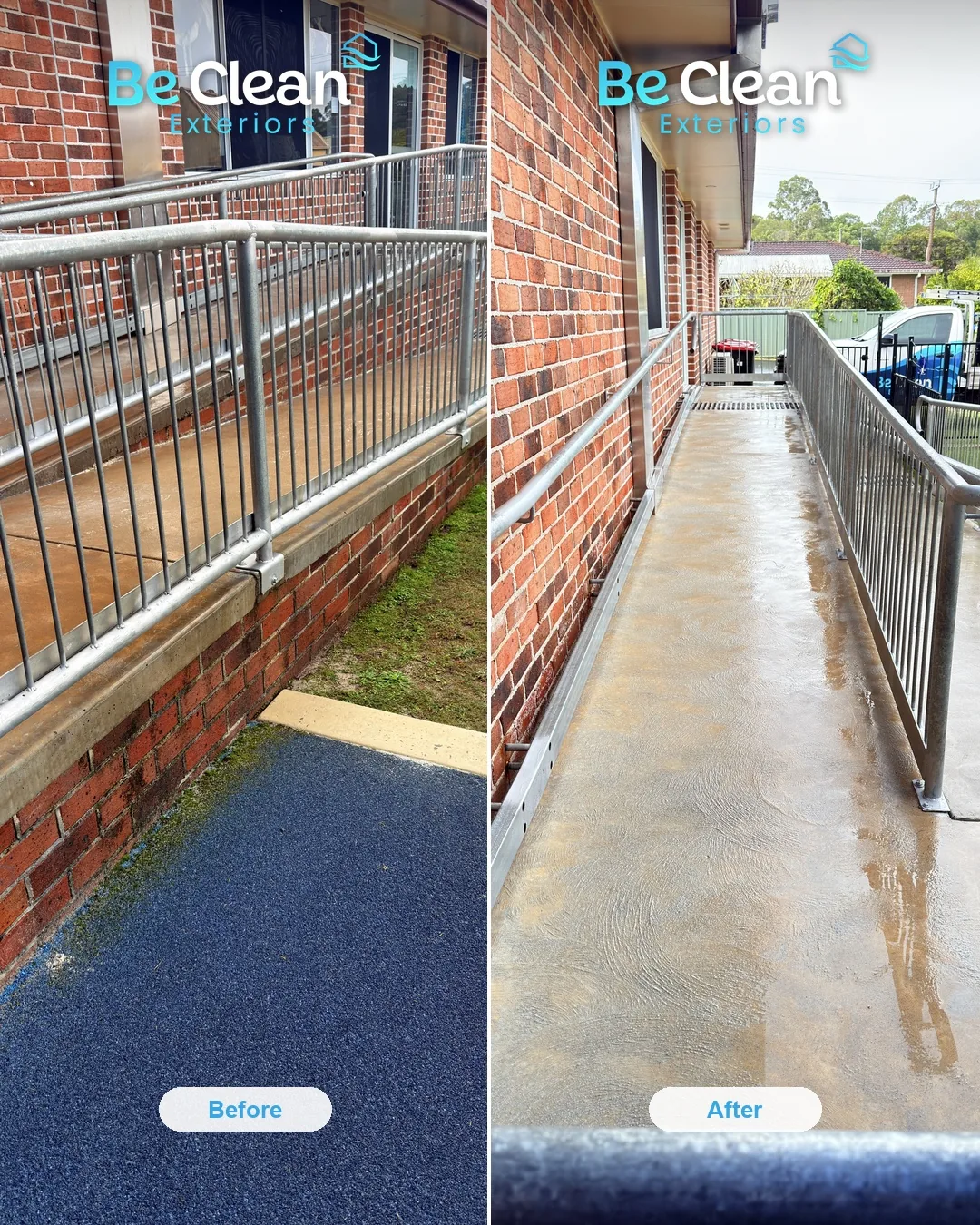 Townsend brick facade before and after by Be Clean Exteriors