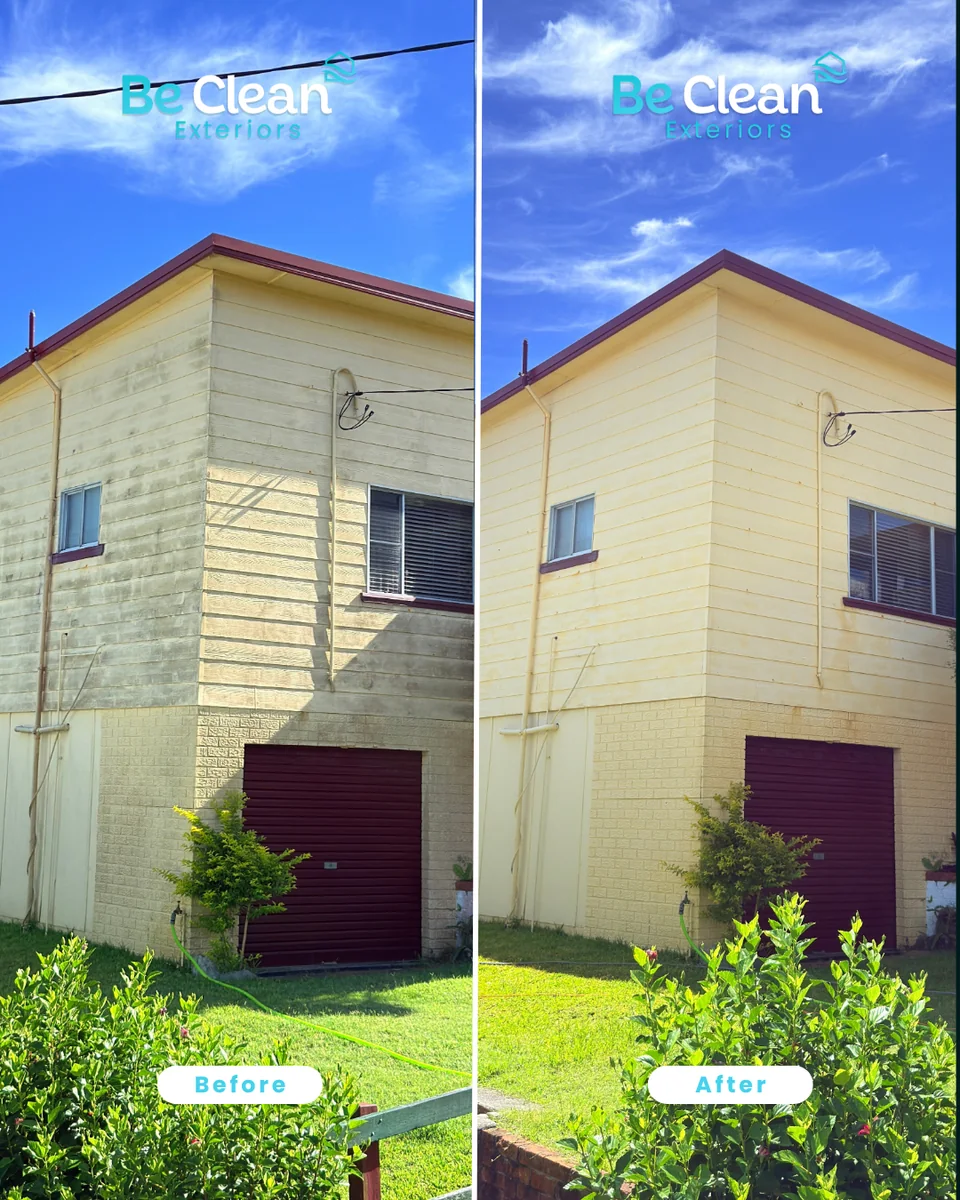 Yamba house washing before and after exterior cleaning comparison by Be Clean Exteriors