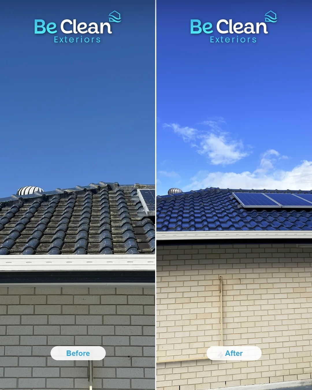 Yamba tile roof soft wash before and after by Be Clean Exteriors