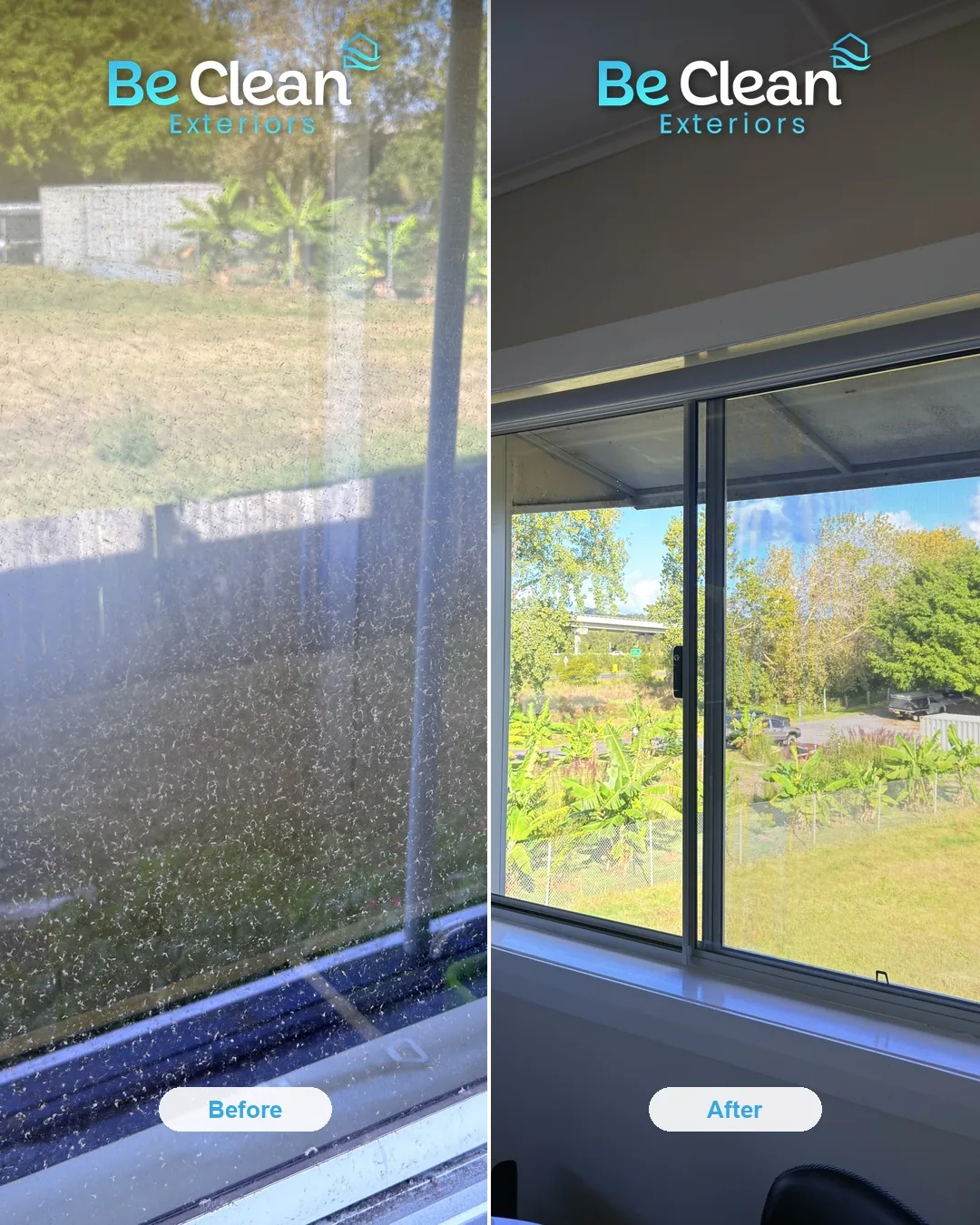 Maclean window cleaning before and after by Be Clean Exteriors