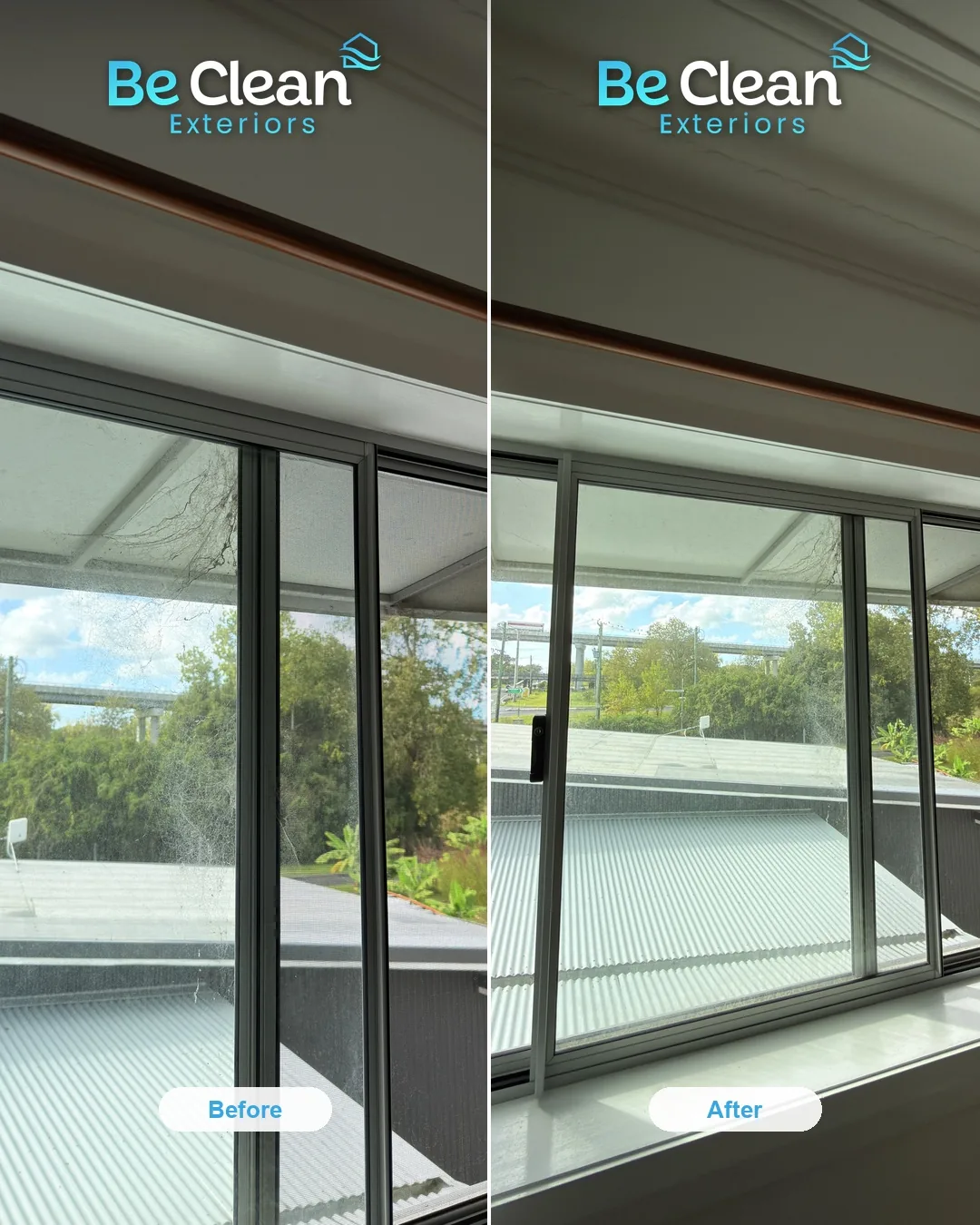 Maclean glass and screens before and after by Be Clean Exteriors